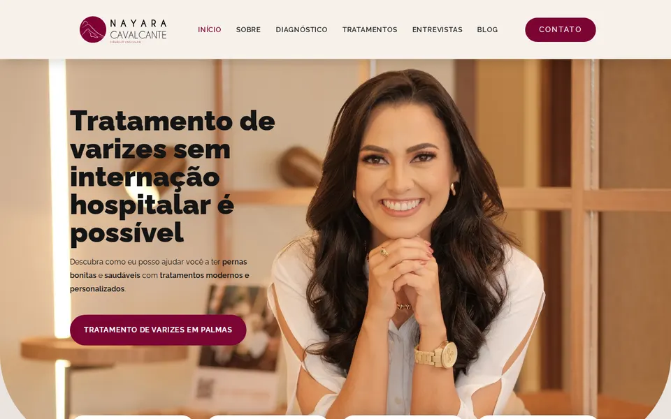 Página inicial do site de Dra. Nayara Cavalcante